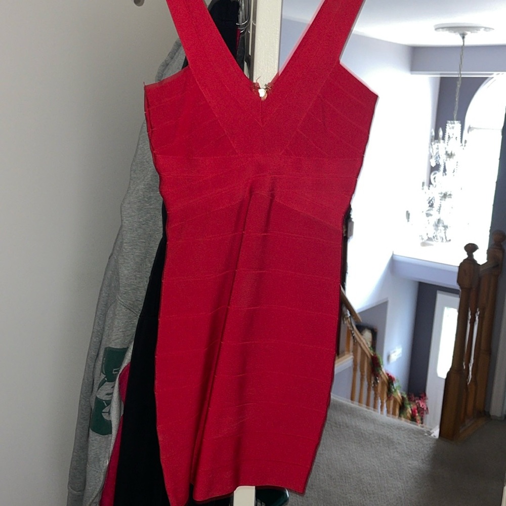 Red bandaged vintage Bebe dress size small